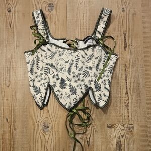 Scarlet Darkness Fairy Sage Green Floral Print Corset Top